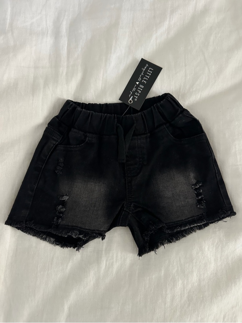 NWT Little Bipsy Denim Shorts - Distressed, Black, Baby
